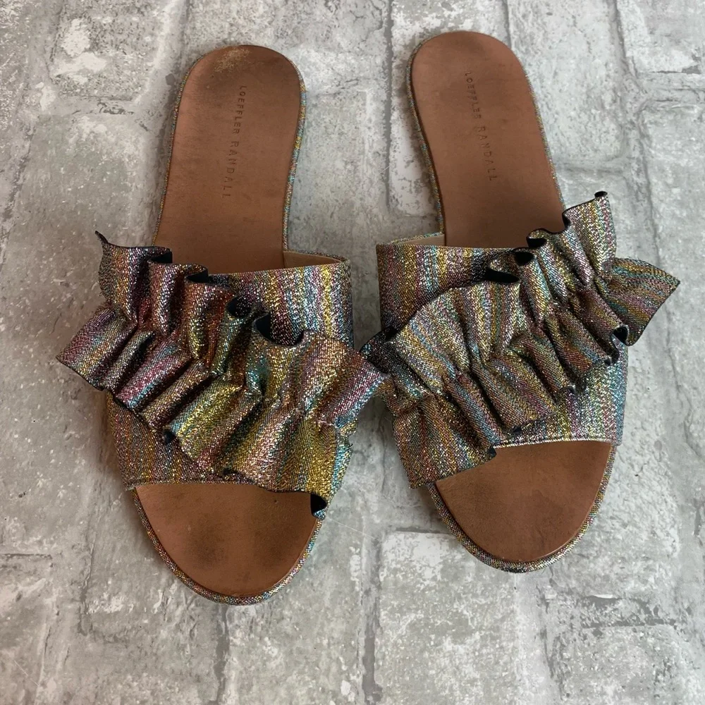 Loeffler Randall Glitter Flat Sandal Slides - Picture 5 of 13